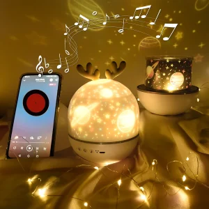 Veilleuse Cerf Multifonction – LED, Projecteur et Musique