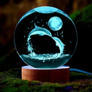 Boule de cristal de lune de dauphin 3D
