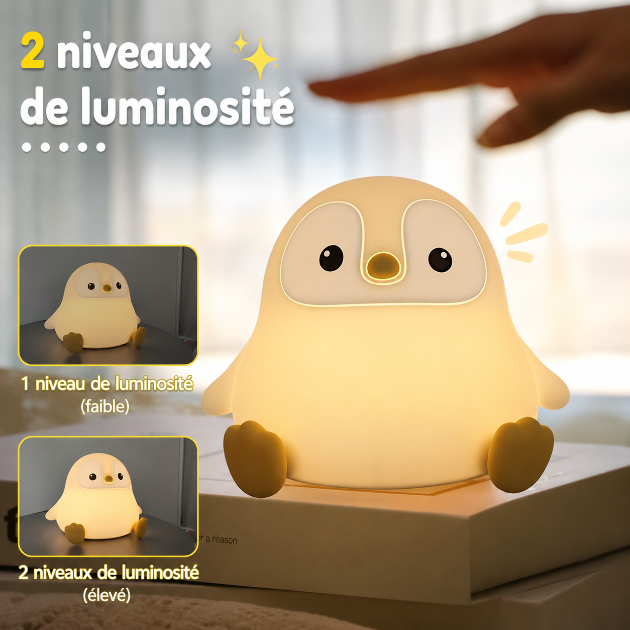 Veilleuse Pingouin "Longue Nuit" – Autonomie Record, Silicone Souple et Rechargeable USB – Image 2