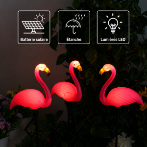 Lampe Solaire Flamant Rose pour Jardin