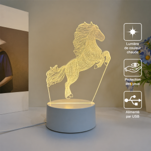 Veilleuse Cheval 3D – Décoration Chambre et Salon.