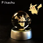 Sphère Pokémon 3D – Veilleuse avec Base Lumineuse (Pikachu, Mewtwo, Dracaufeu)