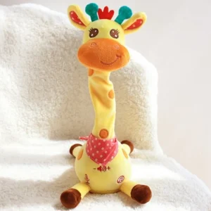 Girafe musicale qui danse et répète, peluche interactive avec 10 chansons et volume réglable
