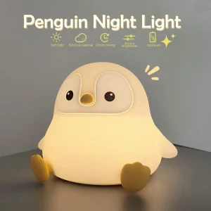 Veilleuse Pingouin "Longue Nuit" – Autonomie Record, Silicone Souple et Rechargeable USB