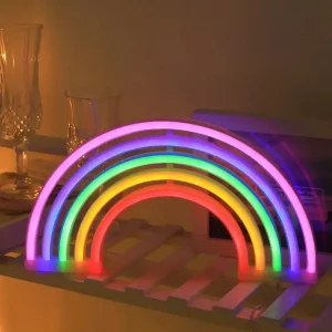 Lampe Néon LED Arc-en-Ciel – Enseigne Lumineuse Vibrante pour Décoration de Table et Fêtes (30cm)