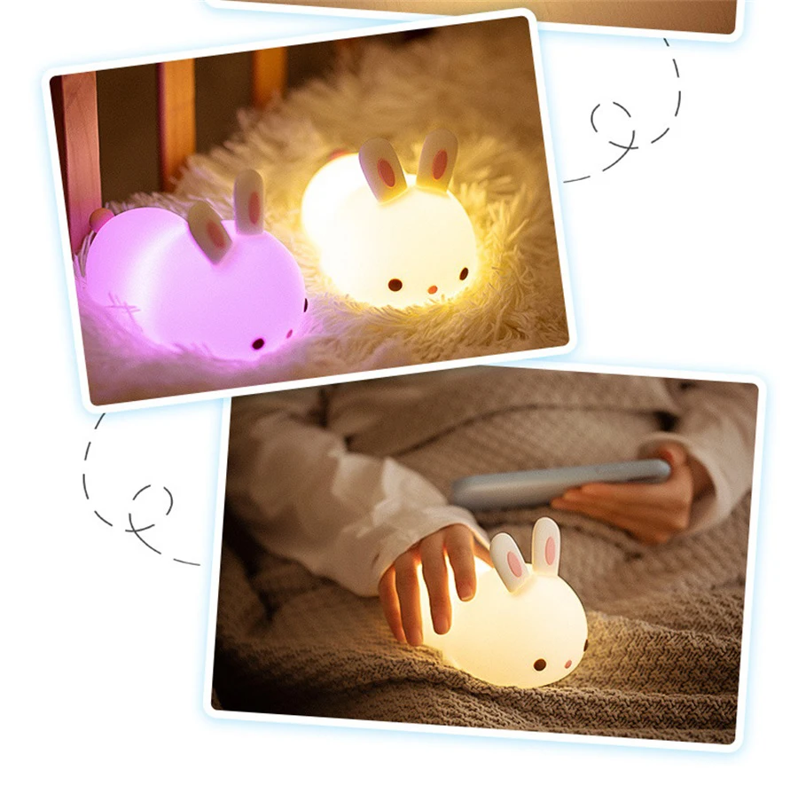 Veilleuse Lapin LED RGB Tactile (16 Couleurs) – Image 4