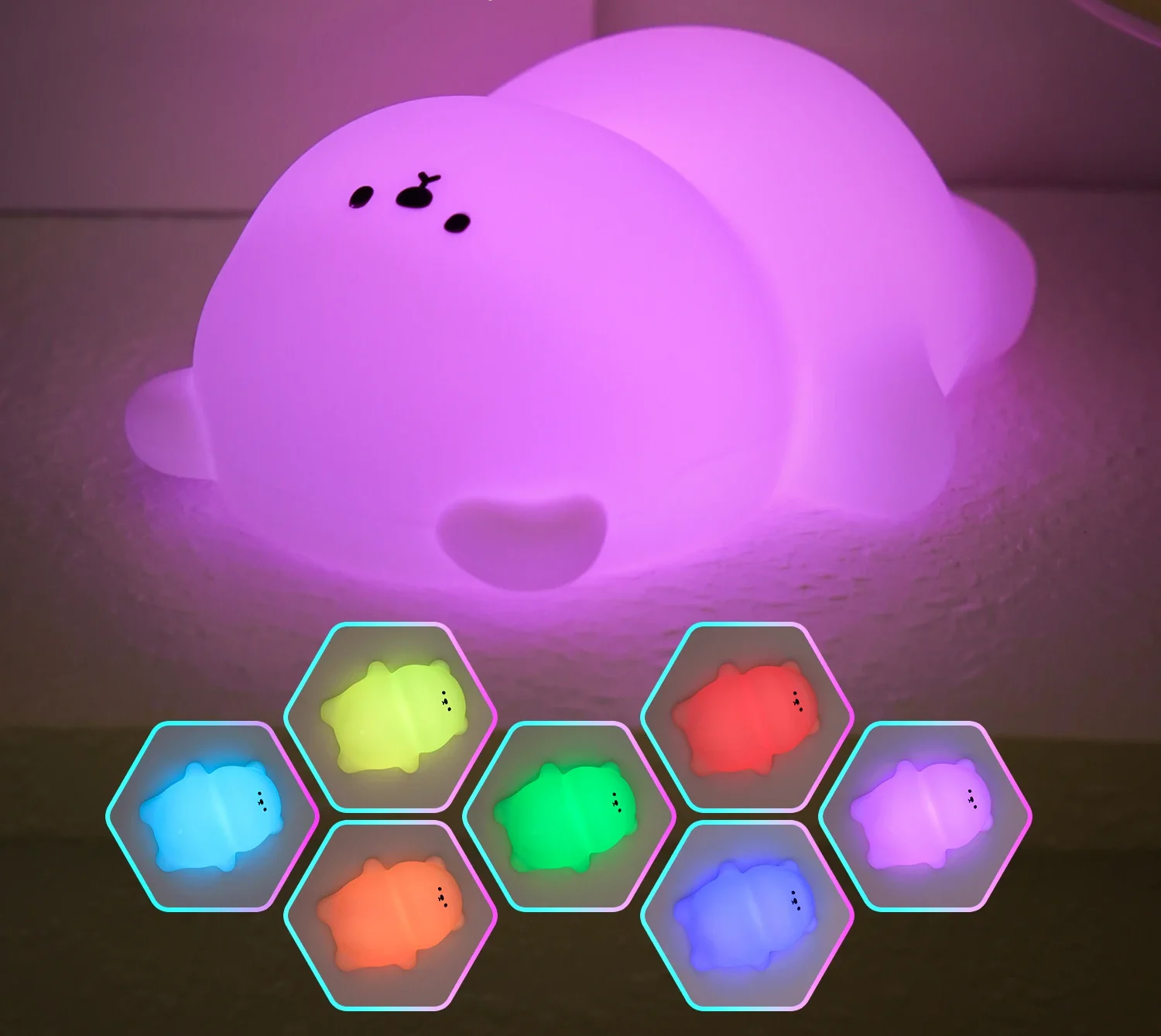 Veilleuse Ours – Silicone Souple, Tactile avec Couleurs Changeantes – Image 2