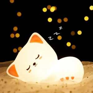 Veilleuse Chaton LED 7 Couleurs Rechargeable pour Enfants