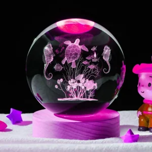 Sphère de Cristal "Tortue Marine 3D"