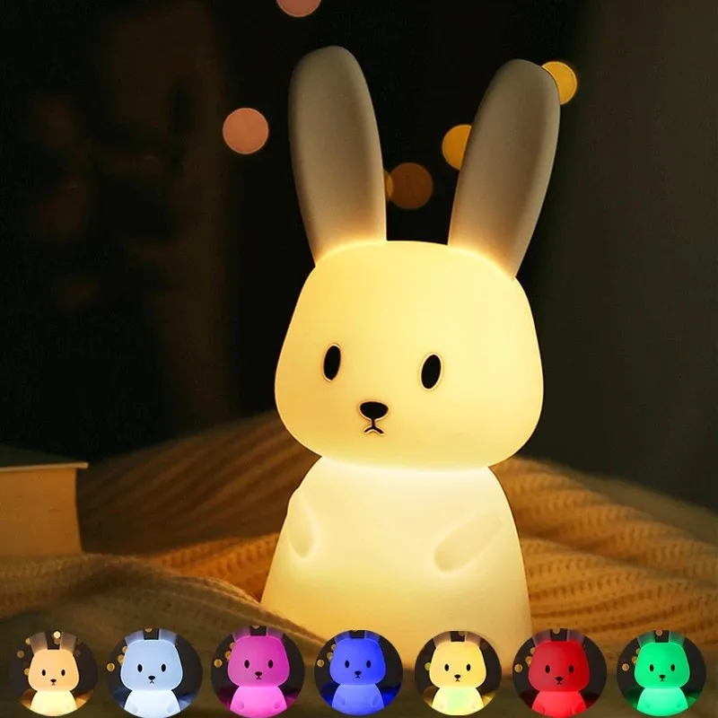 Veilleuse Lapin LED – Tactile, Lumière Douce, Rechargeable