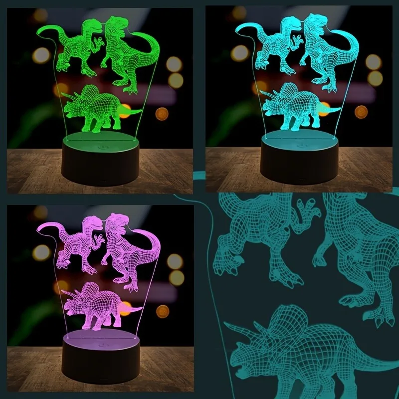 Veilleuse Dinosaure 3D – Lampe d'Ambiance, Interface USB, Décoration et Cadeau – Image 4