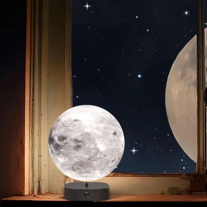 Lampe Lune 3D – Rotation Automatique, Capteurs de Son et Lumière et 3 Ambiances