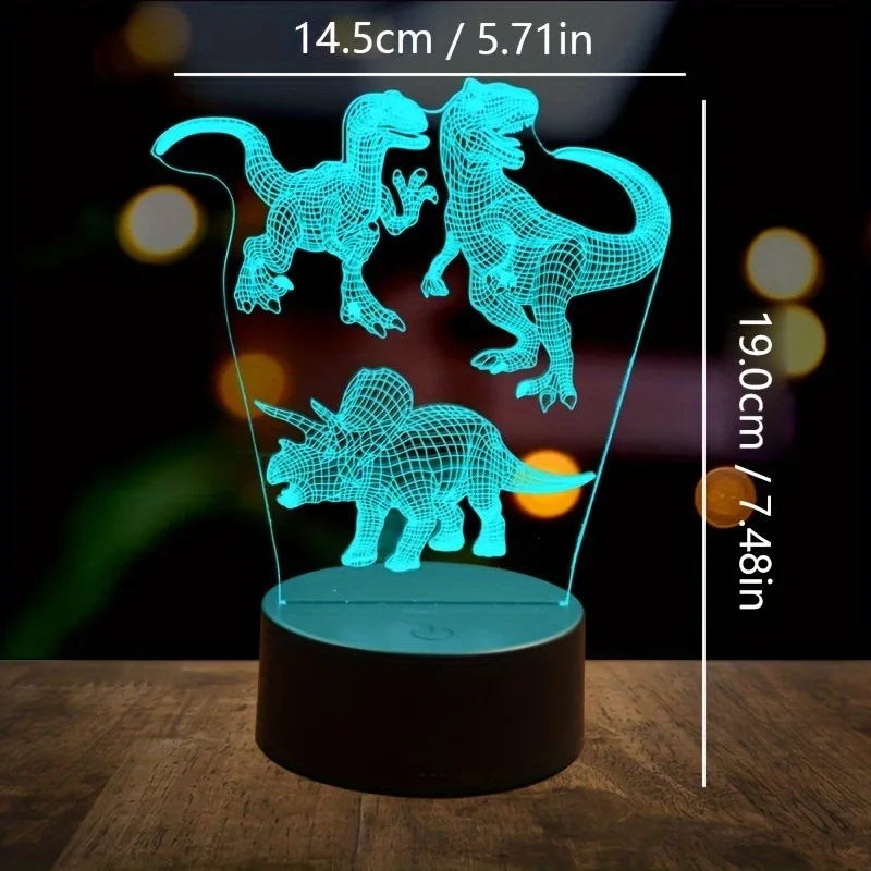 Veilleuse Dinosaure 3D – Lampe d'Ambiance, Interface USB, Décoration et Cadeau – Image 10