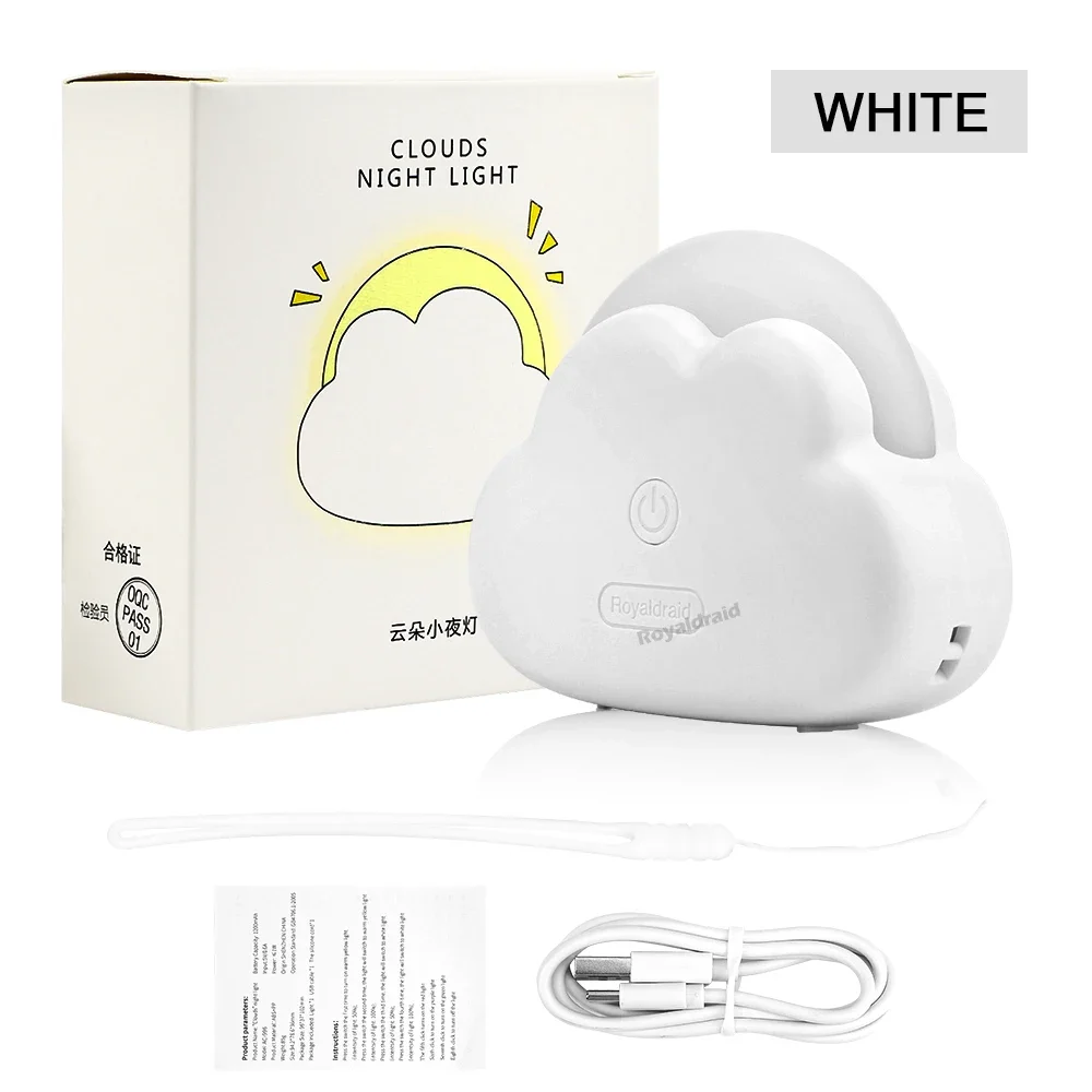 Mini Veilleuse Nuage – Sans Fil, Rechargeable USB et 3 Modes de Lumière – Image 2