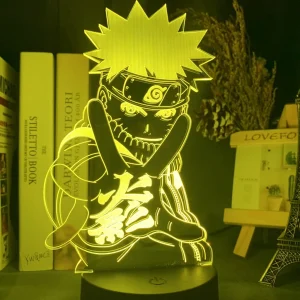 Lampe 3D Naruto – Veilleuse LED Holographique 16 Couleurs avec Télécommande