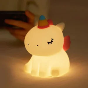 Veilleuse LED Licorne en Silicone, Mignonne et Rechargeable, Lampe de Nuit Tactile pour Enfants