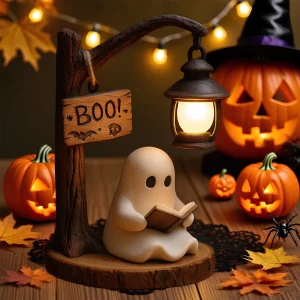 Veilleuse Fantôme – Lanterne LED, Statuette pour Décoration d'Halloween Intérieure