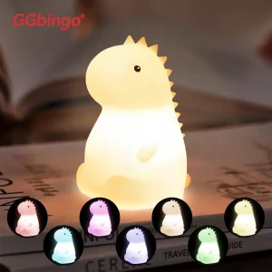 Veilleuse Dinosaure – Silicone, Changement de Couleur Tactile, Rechargeable USB