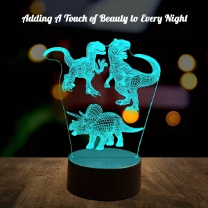 Veilleuse Dinosaure 3D – Lampe d'Ambiance, Interface USB, Décoration et Cadeau
