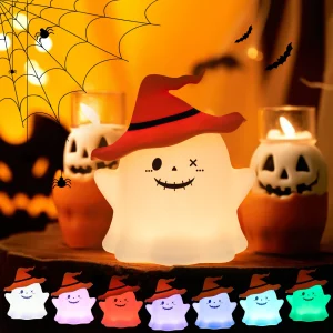 Veilleuse Fantôme – Lampe Tactile, Rechargeable USB avec 7 Couleurs