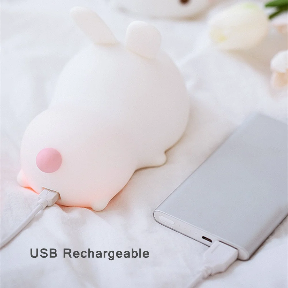 Veilleuse Lapin LED RGB Tactile (16 Couleurs) – Image 3