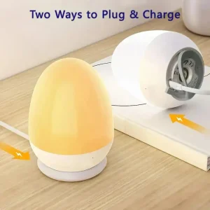 Veilleuse Œuf – Rechargeable, Capteur de Température et Minuterie, Lumière Tactile