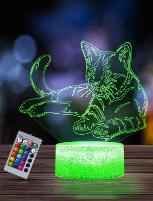 Veilleuse Chat Animé 3D LED