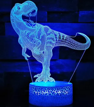 Veilleuse Dinosaure 3D – Lampe LED Holographique, 7 Couleurs avec Télécommande